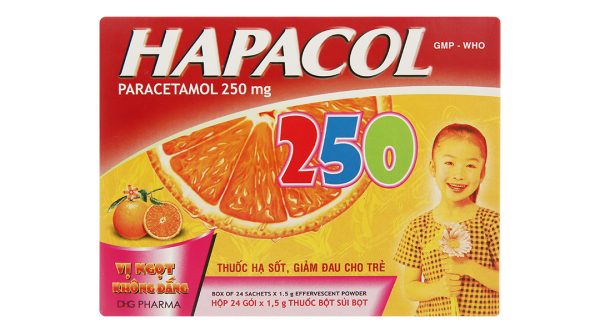 Bột sủi Hapacol 250 giảm đau, hạ sốt (24 gói x 1.5g)