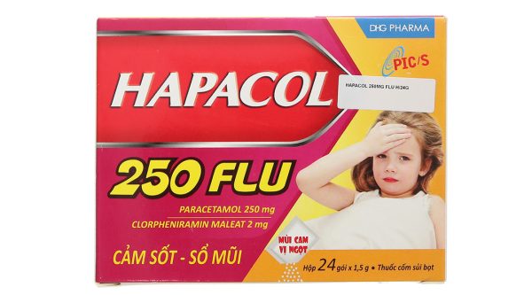 Thuốc cốm sủi bọt Hapacol 250 Flu trị cảm cúm, sổ mũi (24 gói x 1.5g)