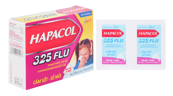Cốm sủi Hapacol 325 Flu trị cảm cúm, cảm lạnh (24 gói x 1.5g)