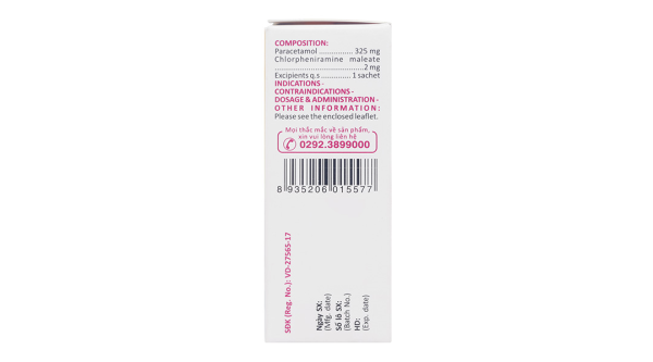 Cốm sủi Hapacol 325 Flu trị cảm cúm, cảm lạnh (24 gói x 1.5g)