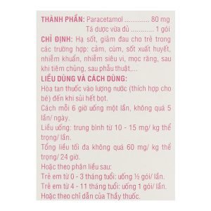 Bột sủi Hapacol 80 giảm đau, hạ sốt cho trẻ (24 gói x 1.5g)