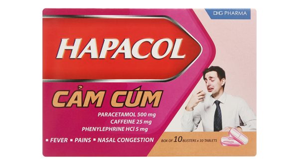 Hapacol Cảm Cúm trị các triệu chứng sốt, đau, sung huyết mũi (10 vỉ x 10 viên)