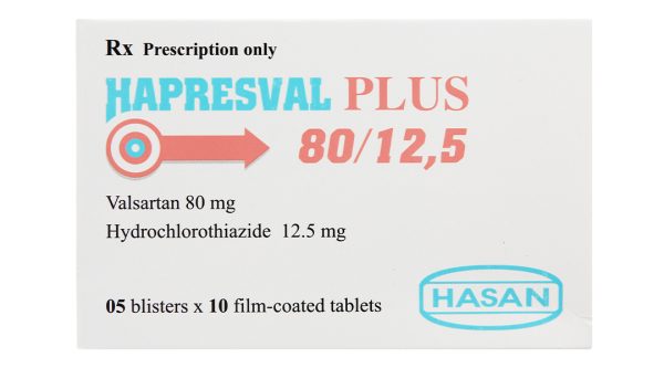Hapresval Plus 80/12.5 trị tăng huyết áp vô căn (5 vỉ x 10 viên)