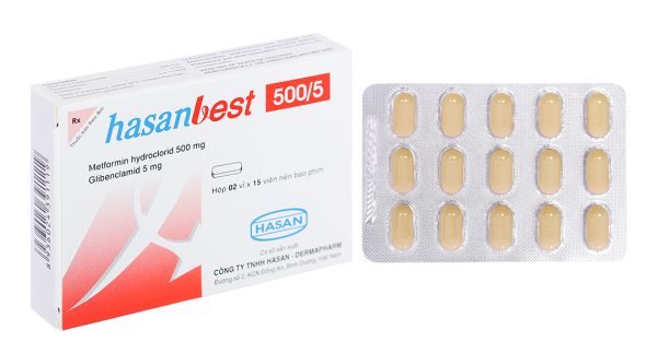 Hasanbest 500/5 trị đái tháo đường tuýp 2 (2 vỉ x 15 viên)