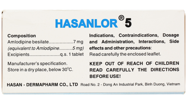Hasanlor 5 trị tăng huyết áp (10 vỉ x 10 viên)