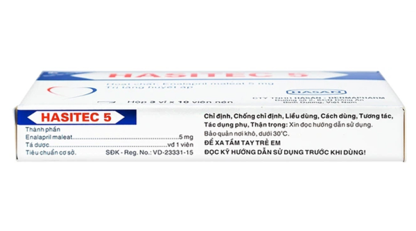 Hasitec 5 trị tăng huyết áp, suy tim (3 vỉ x 10 viên)