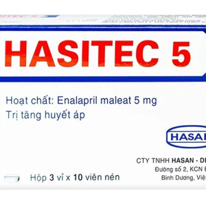 Hasitec 5 trị tăng huyết áp, suy tim (3 vỉ x 10 viên)