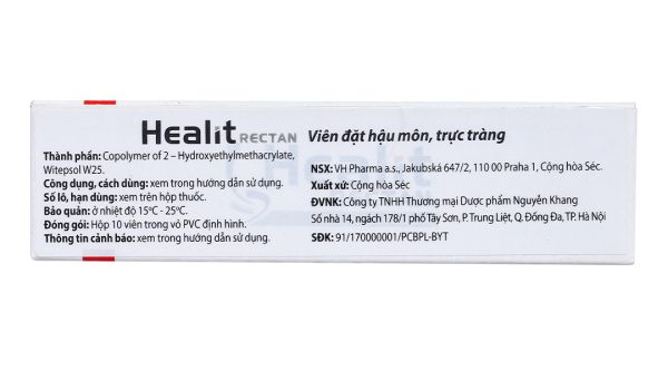 Viên đặt hậu môn Healit Rectan hỗ trợ trị trĩ hộp 10 viên