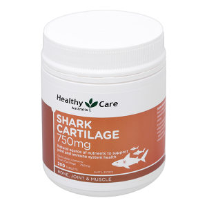 Sụn vi cá mâp Healthy Care Shark Cartilage 750mg hỗ trợ khớp lọ 200 viên