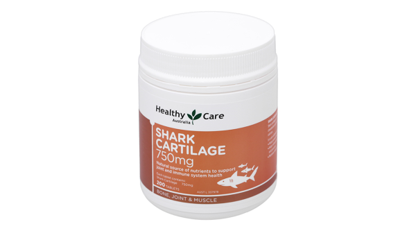Sụn vi cá mâp Healthy Care Shark Cartilage 750mg hỗ trợ khớp lọ 200 viên