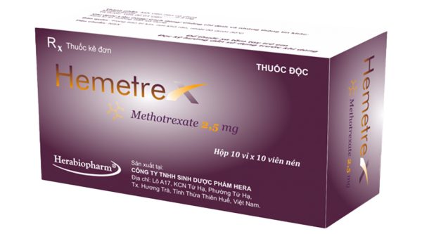 Hemetrex 2,5mg điều trị các bệnh ung thư, vảy nến, viêm khớp dạng thấp (10 vỉ x 10 viên)