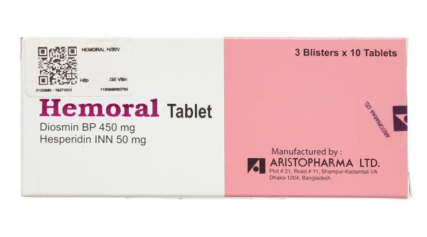 Hemoral Tablet trị trĩ, suy giãn tĩnh mạch (3 vỉ x 10 viên)