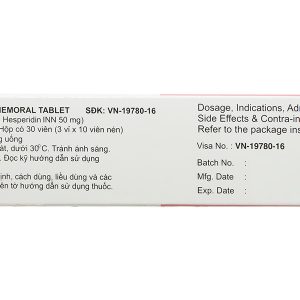Hemoral Tablet trị trĩ, suy giãn tĩnh mạch (3 vỉ x 10 viên)
