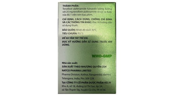 Hepa-Taf 25mg trị viêm gan siêu vi B mạn tính lọ 30 viên