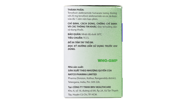 Hepa-Taf 25mg trị viêm gan siêu vi B mạn tính lọ 30 viên