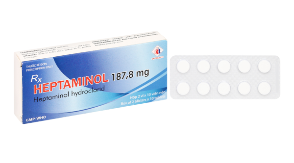 Heptaminol Domesco 187.8mg trị triệu chứng trong hạ huyết áp tư thế (2 vỉ x 10 viên)