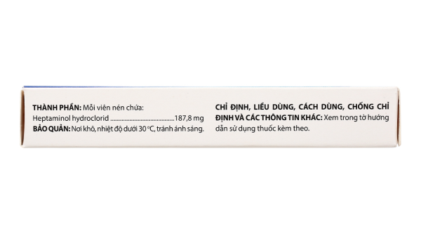 Heptaminol Domesco 187.8mg trị triệu chứng trong hạ huyết áp tư thế (2 vỉ x 10 viên)
