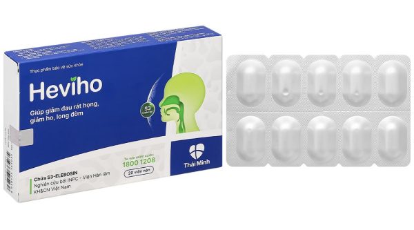 Heviho hỗ trợ giảm ho, đau rát họng hộp 20 viên