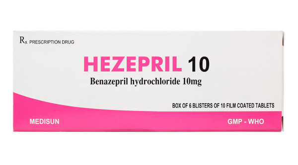 Hezepril 10 trị tăng huyết áp, suy tim sung huyết (6 vỉ x 10 viên)
