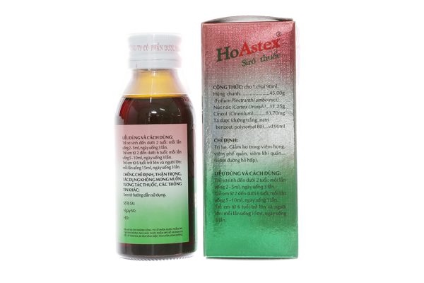 Siro HoAstex trị ho, giảm ho trong viêm họng, viêm phế quản, khí quản chai 90ml