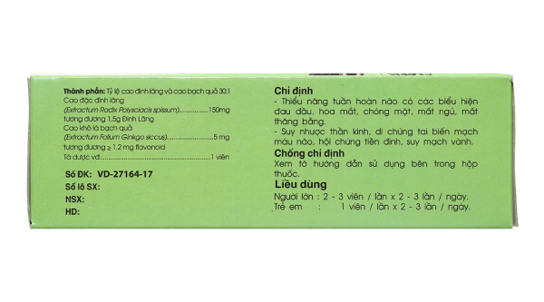 Viên bao đường hoạt huyết dưỡng não Dutamginko (5 vỉ x 20 viên)