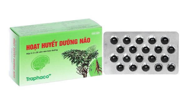 Viên bao đường Hoạt Huyết Dưỡng Não Traphaco giúp cải thiện trí nhớ (5 vỉ x 20 viên)