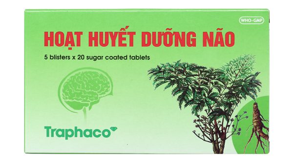 Viên bao đường Hoạt Huyết Dưỡng Não Traphaco giúp cải thiện trí nhớ (5 vỉ x 20 viên)