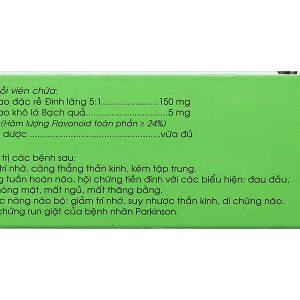 Viên bao đường Hoạt Huyết Dưỡng Não Traphaco giúp cải thiện trí nhớ (5 vỉ x 20 viên)