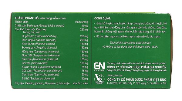 Hoạt Huyết Mạch Não Vương tăng tuần hoàn não, giảm nguy cơ tai biến hộp 50 viên