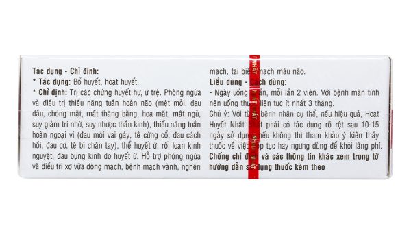 Hoạt Huyết Nhất Nhất phòng và trị thiểu năng tuần hoàn não (3 vỉ x 10 viên)