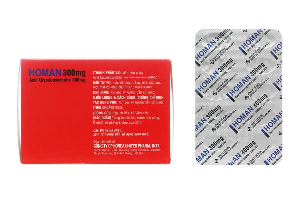 Homan 300mg trị sơ gan ứ mật nguyên phát (10 vỉ x 10 viên)