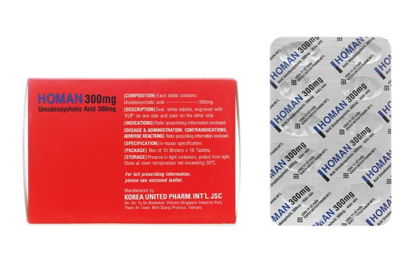 Homan 300mg trị sơ gan ứ mật nguyên phát (10 vỉ x 10 viên)