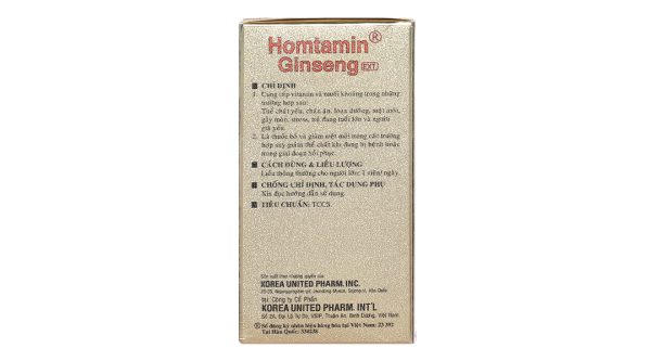 Homtamin Ginseng bổ sung vitamin và khoáng chất, giảm mệt mỏi (12 vỉ x 5 viên)