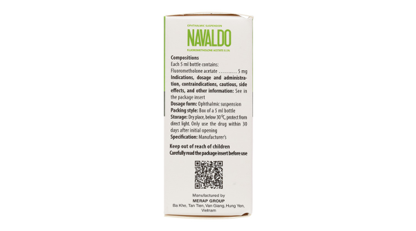 Hỗn dịch nhỏ mắt Navaldo 0.1% trị viêm mí mắt, viêm giác mạc lọ 5ml