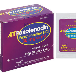 Hỗn dịch uống A.T Fexofenadin 30mg/5ml trị viêm mũi dị ứng, mày đay (30 gói x 5ml)