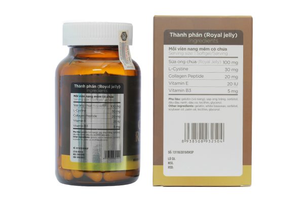 Viên sữa ong chúa Honey Land Collagen Royal Jelly hạn chế lão hóa da chai 60 viên