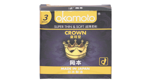 Bao cao su Okamoto Crown siêu mỏng 52mm hộp 3 cái