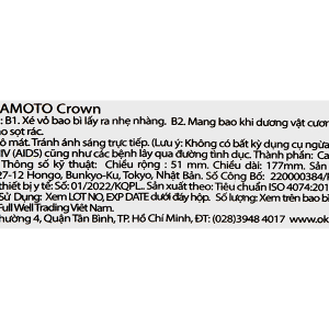 Bao cao su Okamoto Crown siêu mỏng 52mm hộp 3 cái
