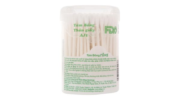Tăm bông ráy tai Niva AJ1 thân giấy đầu tròn và xoắn hũ 100 que