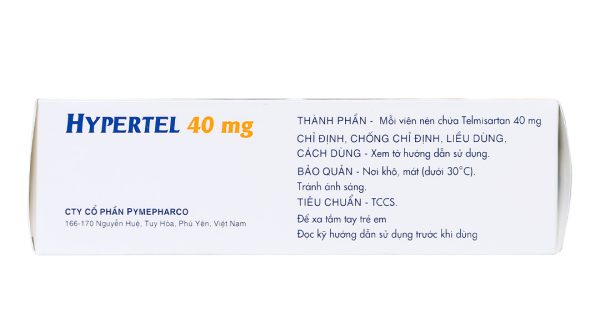 Hypertel 40mg trị tăng huyết áp vô căn (4 vỉ x 7 viên)