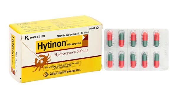 Hytinon 500mg chỉ định điều trị bạch cầu mạn tính dòng tủy (10 vỉ x 10 viên)