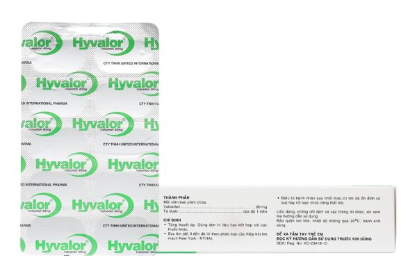 Hyvalor 80mg trị tăng huyết áp, suy tim (3 vỉ x 10 viên)