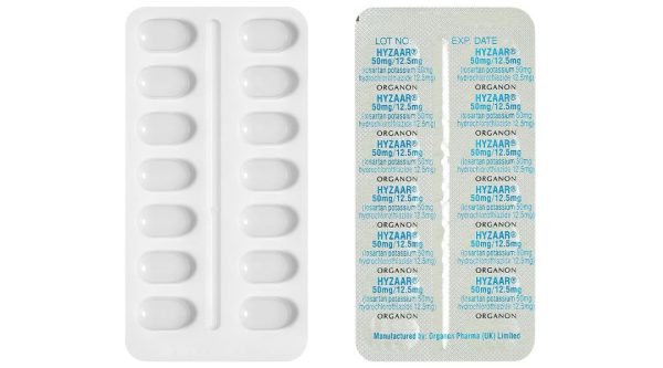 Hyzaar 50/12.5mg trị tăng huyết áp (2 vỉ x 14 viên)