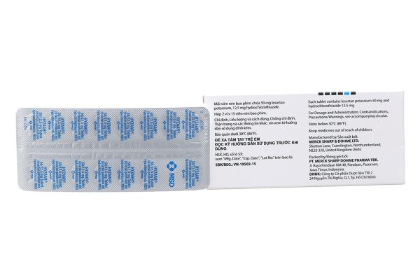 Hyzaar 50/12.5mg trị tăng huyết áp (2 vỉ x 15 viên)