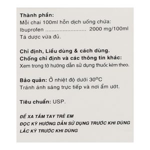 Hỗn dịch uống IbuAPC 2000mg/100ml giảm đau, hạ sốt, kháng viêm chai 100ml