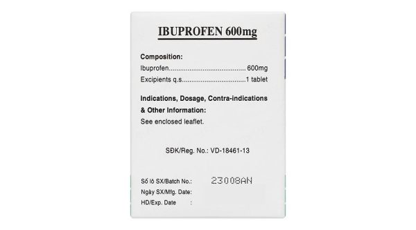 Ibuprofen Mekophar 600mg giảm đau, kháng viêm (10 vỉ x 10 viên)