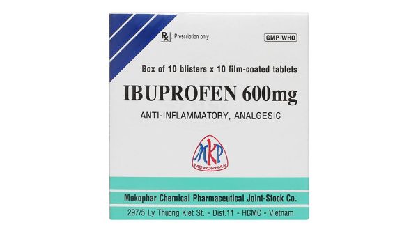 Ibuprofen Mekophar 600mg giảm đau, kháng viêm (10 vỉ x 10 viên)