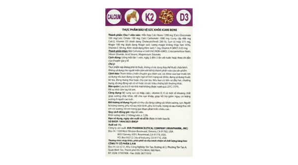 Icare Bone giúp xương chắc khỏe, giảm nguy cơ loãng xương hộp 60 viên