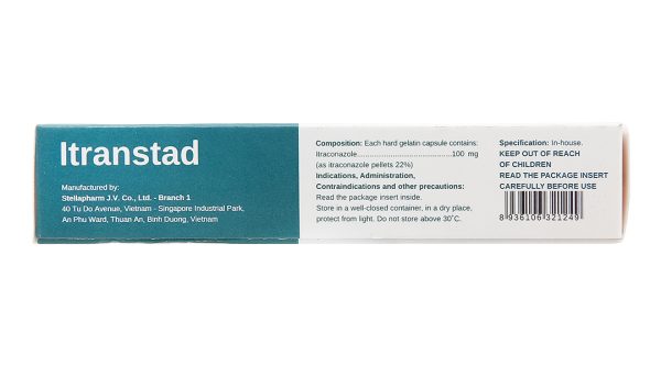 Itranstad 100mg trị nhiễm nấm Candida (1 vỉ x 6 viên)