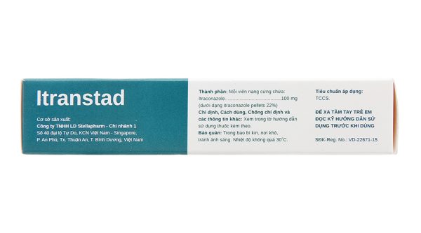 Itranstad 100mg trị nhiễm nấm Candida (1 vỉ x 6 viên)